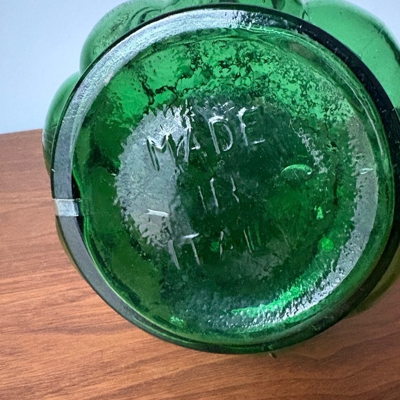 Emerald Bubble Design Vase Italian Empoli Bottle - Picture 7 of 13